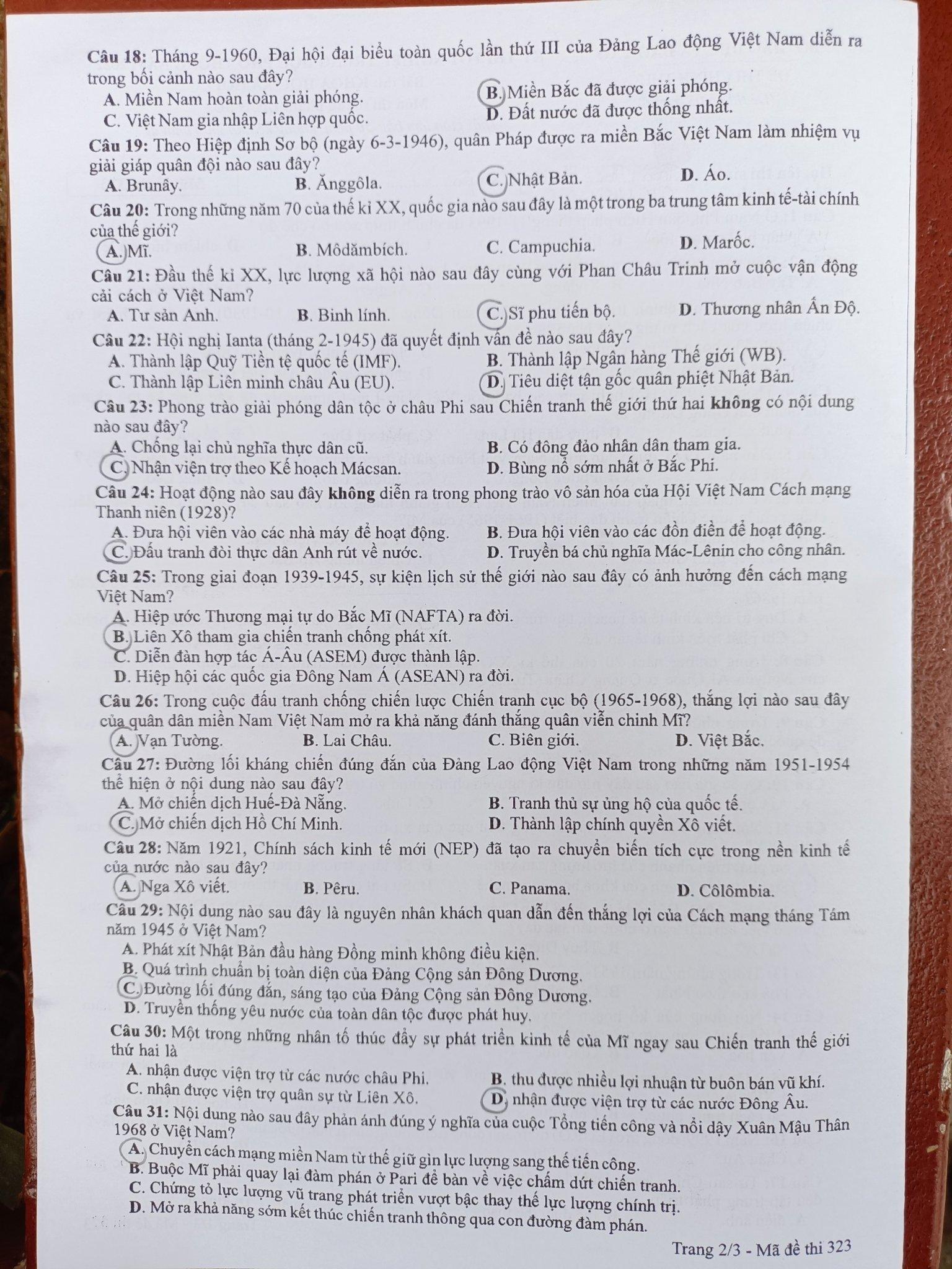 Đề môn Lịch sử thi tốt nghiệp THPT 2022-3