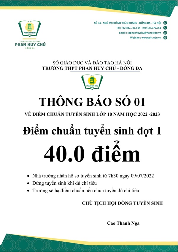 Các trường ở Hà Nội lần lượt công bố điểm chuẩn vào lớp 10 năm 2022-1