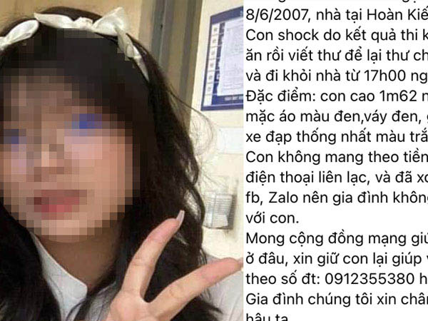 Nữ sinh Hà Nội bỏ nhà đi sau khi thi trượt lớp 10: Người mẹ chia sẻ-1
