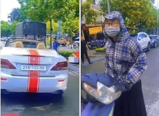 Nữ chủ xe Lexus mui trần livestream dạy dỗ cô gái đi xe máy đâm vào xe mình-1