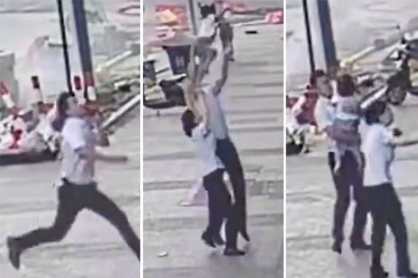 Lao ra đỡ bé gái rơi từ tầng 5 không chút đắn đo, nam thanh niên được ca ngợi là người hùng-1