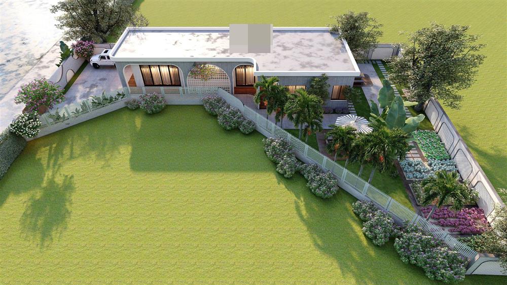 Nhà 1 tầng xây trên mảnh đất thắt eo, kiến trúc sư biến khuyết điểm thành lợi thế-1