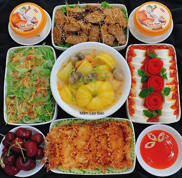Mẹ đảm khoe mâm cơm chay tươm tất, hấp dẫn, ai cũng xuýt xoa khen đẹp không nỡ ăn-1