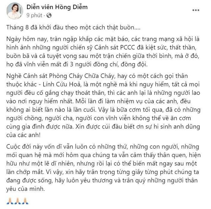 Nghẹn lòng trước chia sẻ của diễn viên Lửa ấm về chiến sĩ cảnh sát hy sinh khi chữa cháy-5