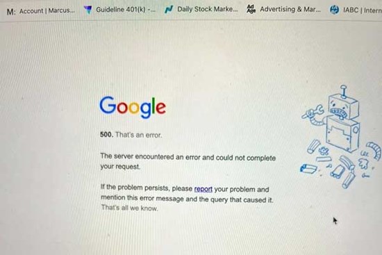 Google sập trên toàn cầu