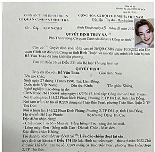 Bình Thuận truy nã đối tượng lừa đảo chiếm đoạt hơn 3,7 tỷ đồng-1