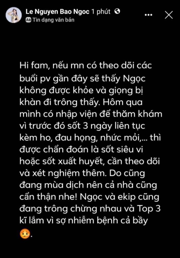 Á hậu Bảo Ngọc phải nhập viện sau 5 ngày đương nhiệm khiến fans lo lắng-2
