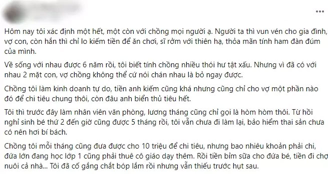 Chồng đi karaoke cho tay vịn 5 triệu, vợ xin 50k thì bị mắng ăn tham-1