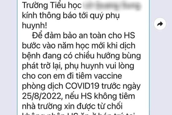 Thực hư thông tin học sinh Đà Nẵng không tiêm vaccine COVID-19 thì không được học bán trú