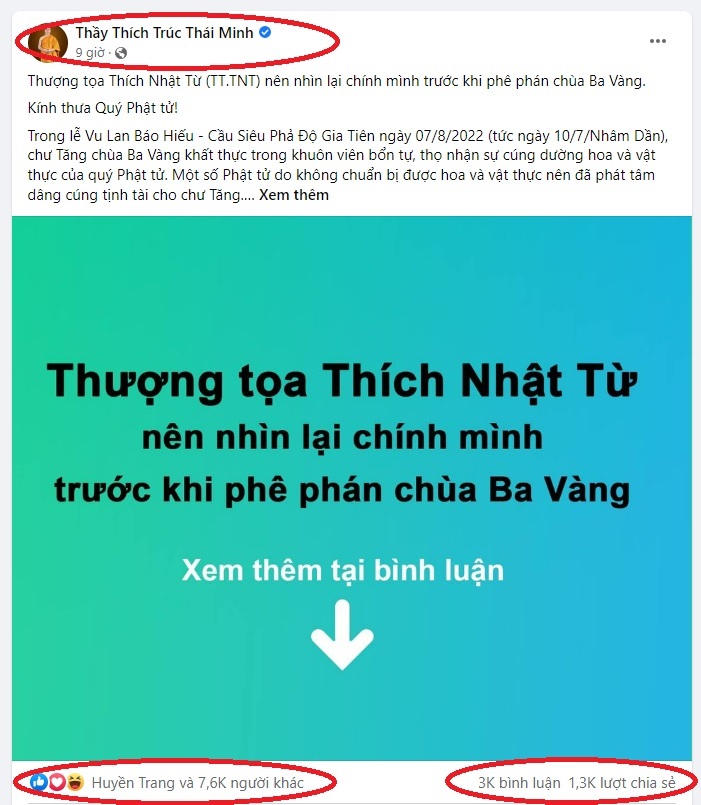 Nóng rẫy chuyện cúng dường tiền mặt ở Chùa Ba Vàng, lời qua tiếng lại của các nhà tu hành triệu follower-1
