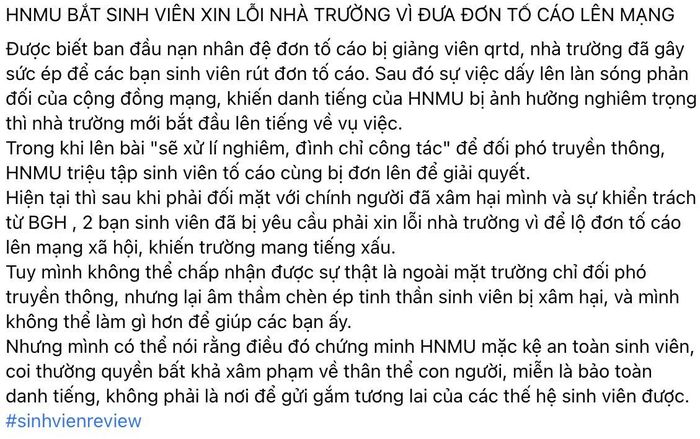 Nữ sinh ĐH Thủ đô lên tiếng sau khi tố bị thầy giáo quấy rối-2