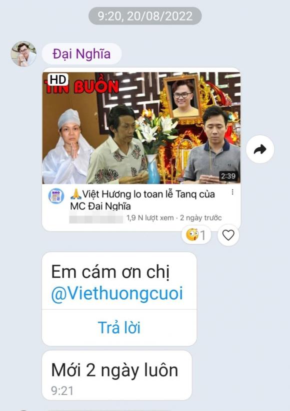 Việt Hương bức xúc khi bị đồn lo tang lễ cho MC Đại Nghĩa-1