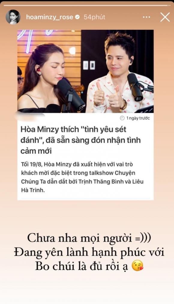 Hậu chia tay thiếu gia Minh Hải, Hòa Minzy lên tiếng đính chính khi bị nói đã sẵn sàng đón nhận tình cảm mới-1