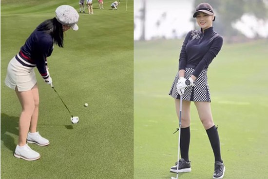 Phương Oanh lên đồ xịn sò chơi golf chẳng kém dàn Hoa hậu