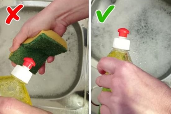 Nước rửa bát đổ trực tiếp vào giẻ là sai: Đây mới đúng là cách dùng tiết kiệm nhất, không gây hại sức khỏe