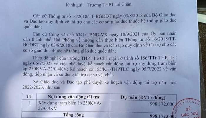 Trường vận động phụ huynh tài trợ xây trạm biến áp tiền tỷ, Sở GD-ĐT nói gì?-1