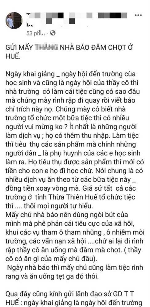 Thầy giáo ở Huế xin Sở GD-ĐT cho mở tiệc đầu năm học-1