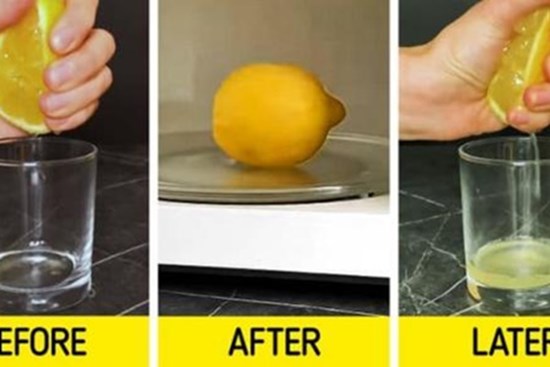 Đừng bổ đôi quả chanh để vắt nước nữa, cho chanh vào lò vi sóng và quay khoảng 20 giây, cách này vắt nhiều nước gấp đôi