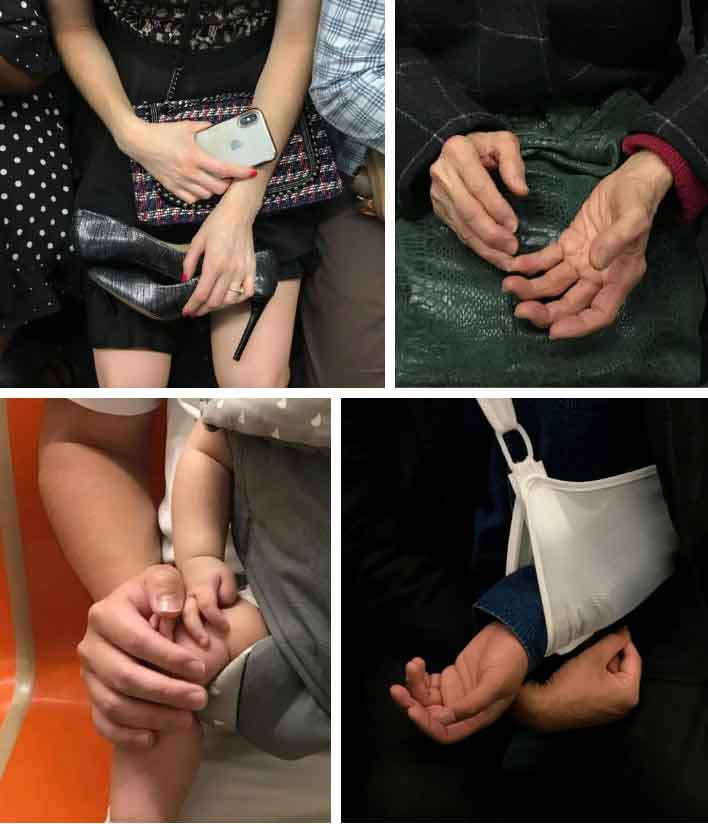 Bộ ảnh bàn tay trên tàu điện ngầm: Nhìn bàn tay, biết tâm trạng, tính cách-3