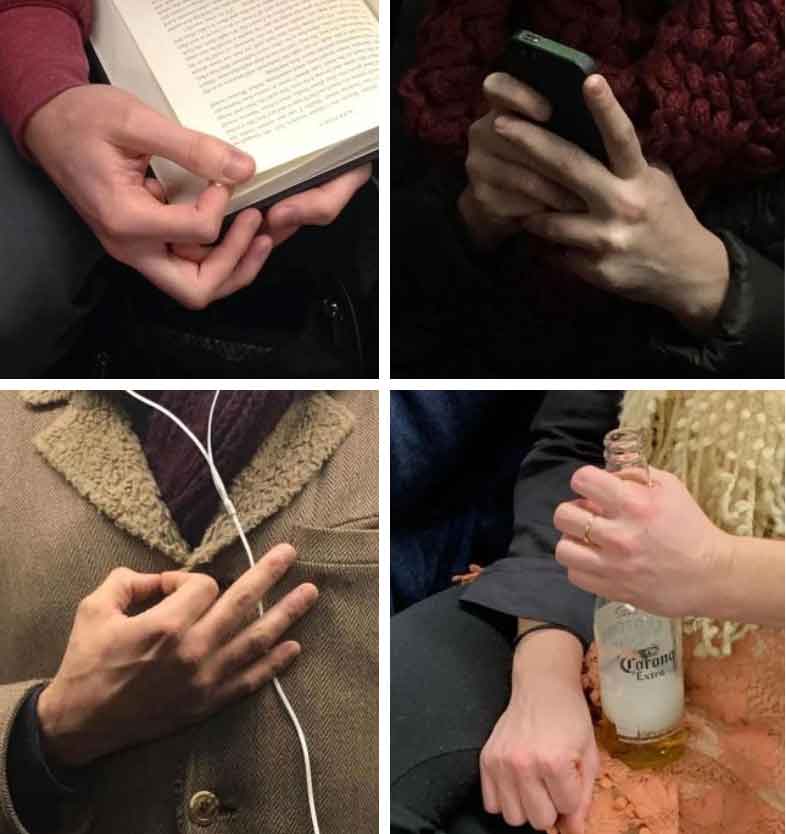 Bộ ảnh bàn tay trên tàu điện ngầm: Nhìn bàn tay, biết tâm trạng, tính cách-16