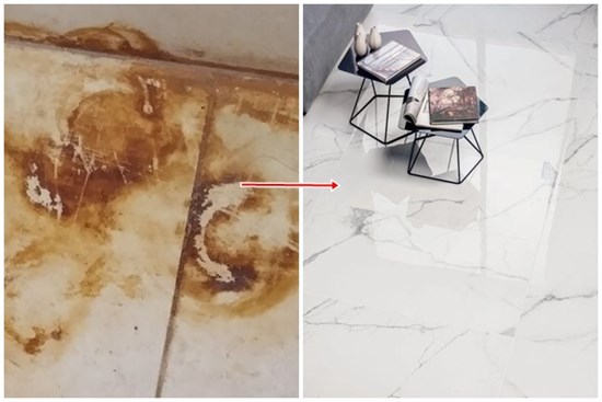 Gạch men bị ố vàng rỉ sét, chỉ cần làm như này là bề mặt gạch trắng sáng lại ngay