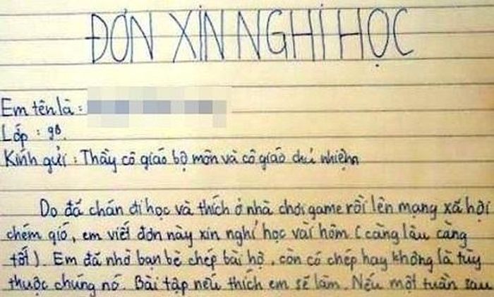 Nam sinh xin nghỉ tiết học với lý do bá đạo, thầy giáo đọc được cũng không nỡ chống lại ý trời!-3