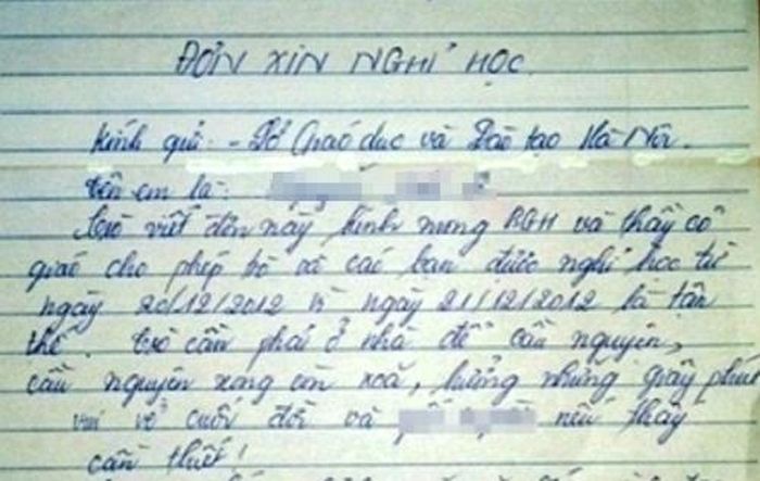 Nam sinh xin nghỉ tiết học với lý do bá đạo, thầy giáo đọc được cũng không nỡ chống lại ý trời!-2