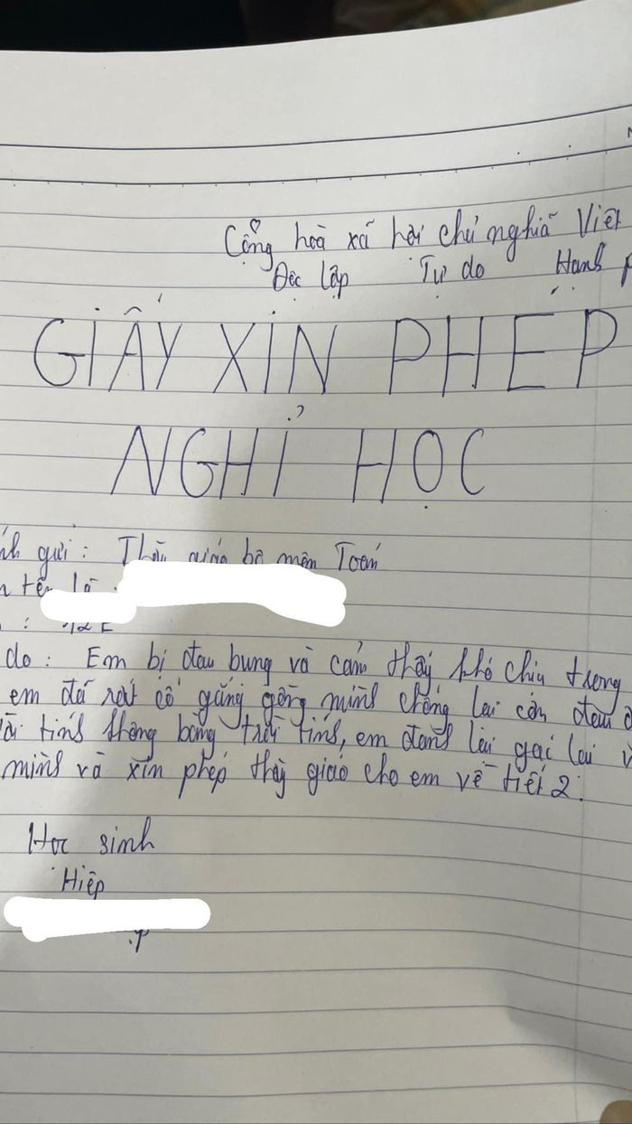 Nam sinh xin nghỉ tiết học với lý do bá đạo, thầy giáo đọc được cũng không nỡ chống lại ý trời!-1