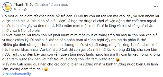 Ca sĩ Thanh Thảo nêu quan điểm nuôi con chuẩn Mỹ-2