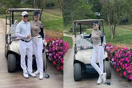 Sau loạt ồn ào, Phương Oanh và shark Bình vẫn công khai đi chơi golf tình tứ