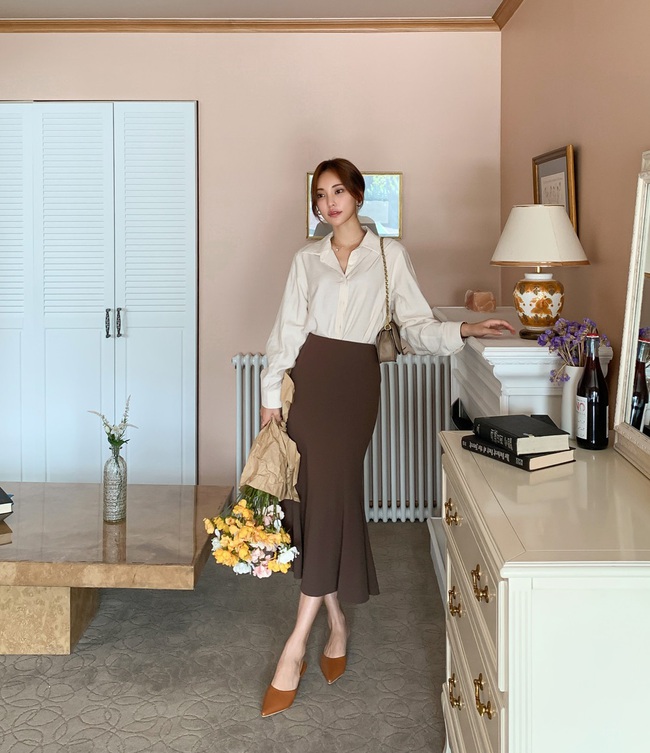 11 cách phối áo sơ mi với chân váy dành cho nàng công sở-3