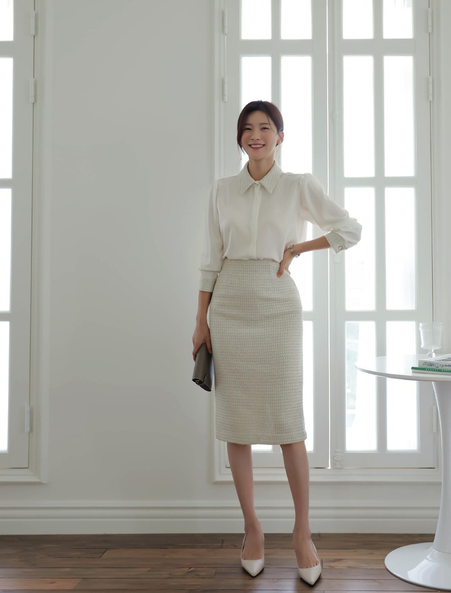 11 cách phối áo sơ mi với chân váy dành cho nàng công sở-4