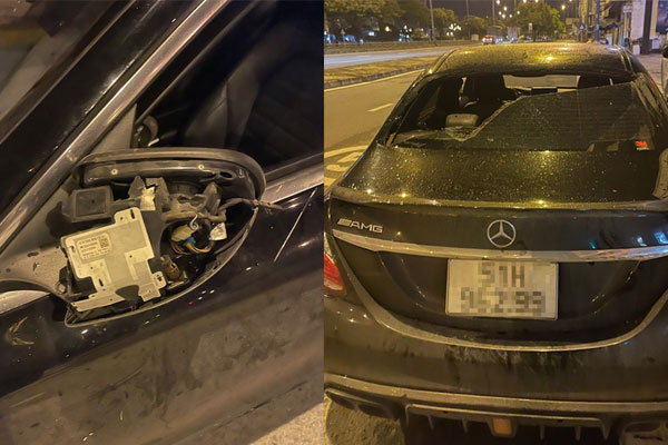 Nhân viên quán ốc ở TP.HCM đập xe Mercedes của khách-1