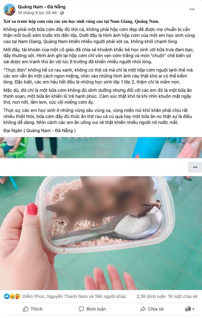 Xác minh được người đăng bức ảnh học sinh mang cơm với thịt chuột-1