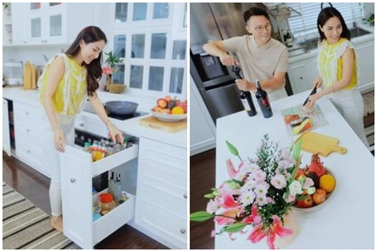 Bà xã Hoàng Bách khoe cận từng ngóc ngách trong căn bếp ấm cúng, nhìn đâu cũng thấy quá xịn