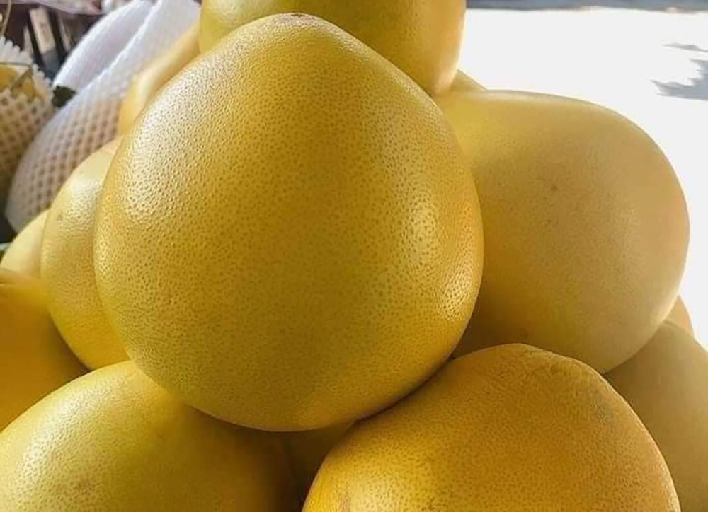 Bưởi Trung Quốc đỏ au la liệt chợ, đắt hơn cả bưởi Việt-1