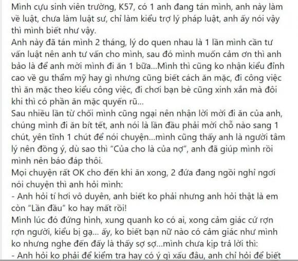 Lần đầu hẹn hò, cô gái sốc khi chàng trai hỏi điều tế nhị: Em còn hay mất?-1