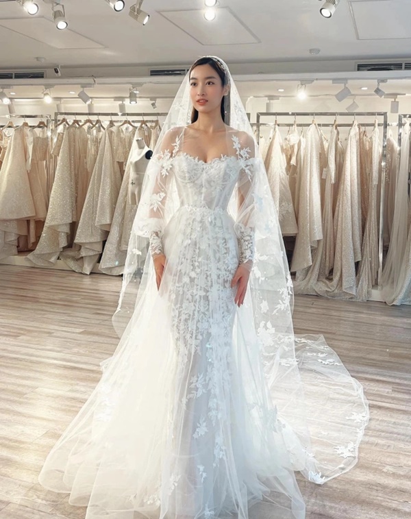 Hoa hậu Đỗ Mỹ Linh thử váy cưới-2