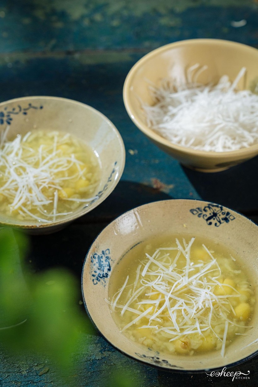 Cách nấu xôi cốm và chè cốm hạt sen chuẩn vị Hà Nội-15