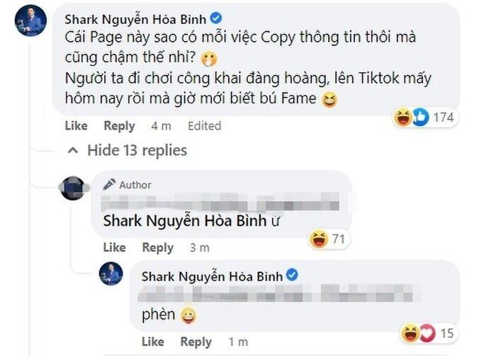 Thấy Phương Oanh bị mổ xẻ khi đi du lịch Thái Lan, Shark Bình dùng hẳn nick tích xanh bày tỏ: Phèn-3