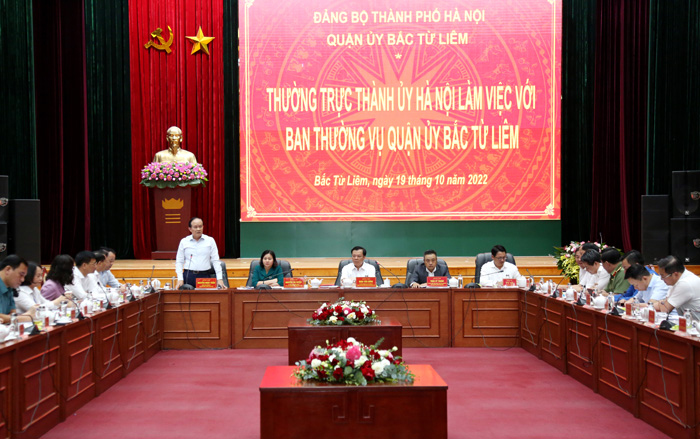 Thường trực Thành ủy làm việc với Ban Thường vụ Quận ủy Bắc Từ Liêm-3