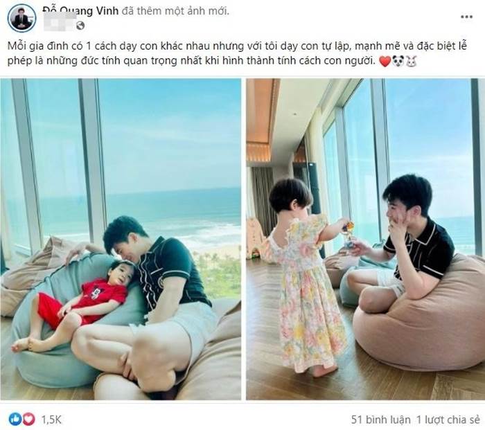 Làm bố đơn thân, anh chồng Đỗ Mỹ Linh tự tay chăm con, dạy dỗ cặp sinh đôi khéo léo-3