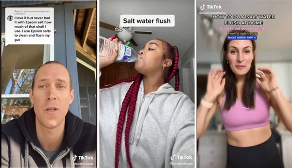 Trào lưu xả sạch cơ thể bằng nước muối trên Tiktok: Một loạt tác dụng phụ đang rình rập-1