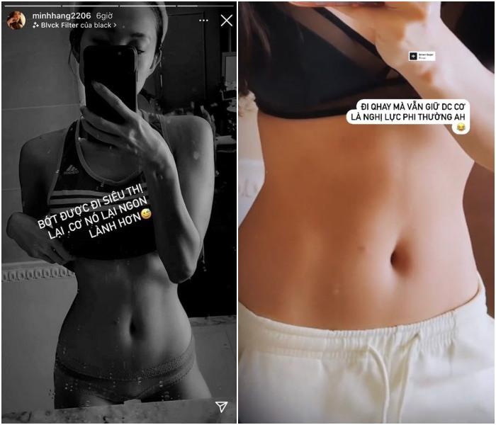 Tập tành hùng hục + ăn kiêng, Minh Hằng vẫn bị soi bụng mỡ-7