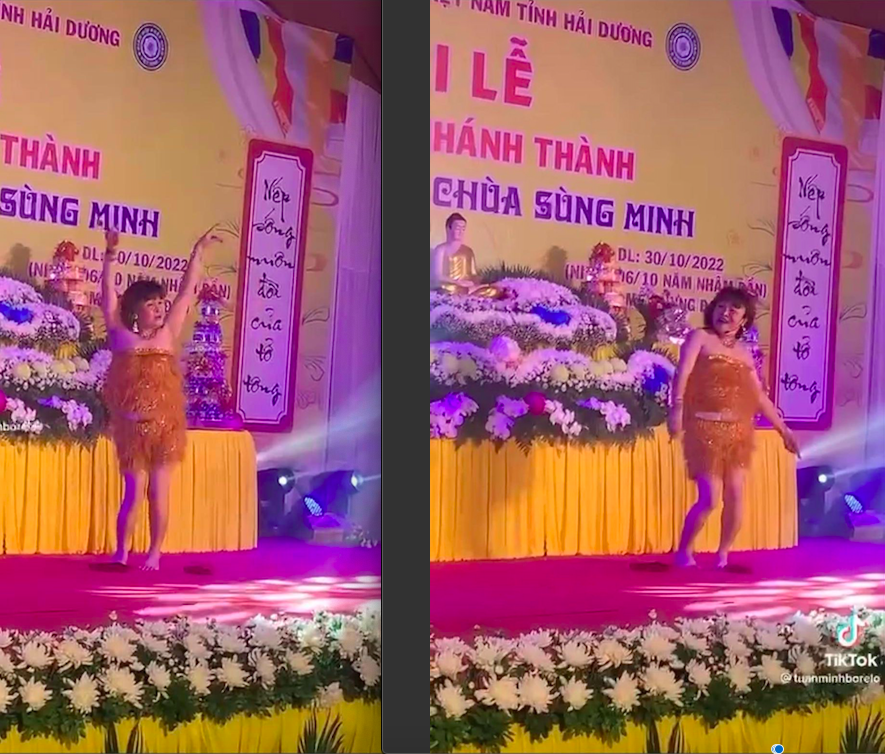 Vụ Xuân Hinh ăn mặc hở hang, nhảy múa tại chùa ở Hải Dương: Quá mức phản cảm-1