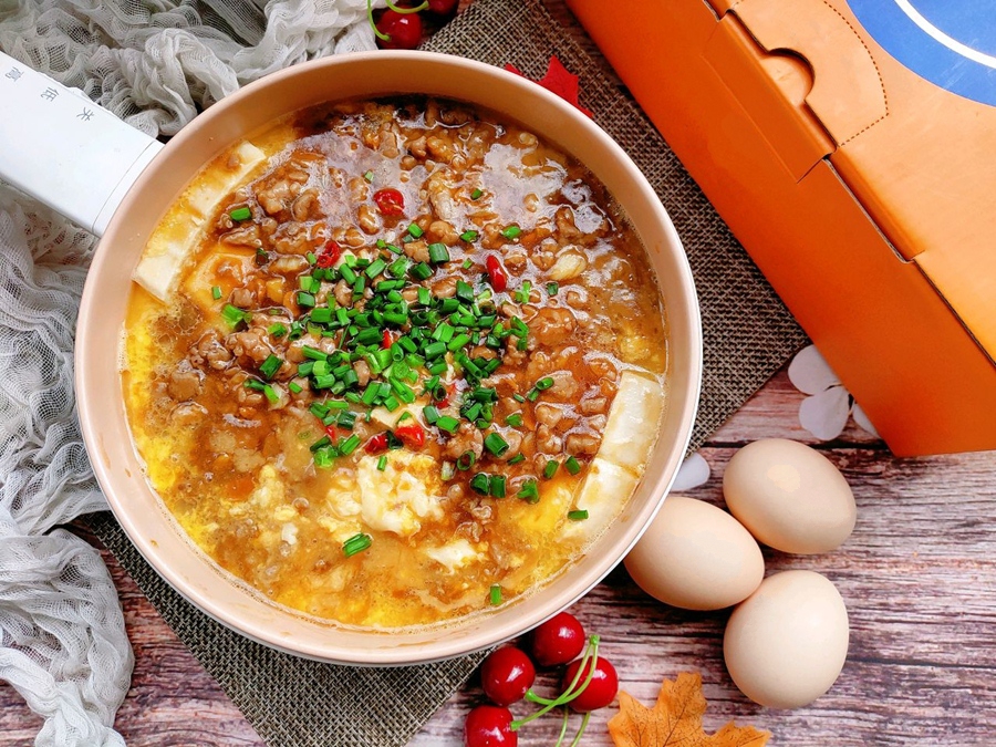 Đậu phụ nấu trứng thịt băm nóng hổi mềm ngon xuất sắc-9