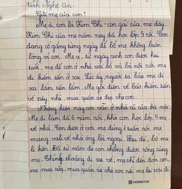Bức thư gửi mẹ của cô bé lớp 5 khiến người đọc rơi nước mắt-1