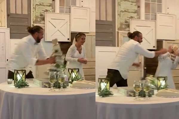 Clip chú rể úp bánh kem lên mặt cô dâu khiến người xem tức giận-2