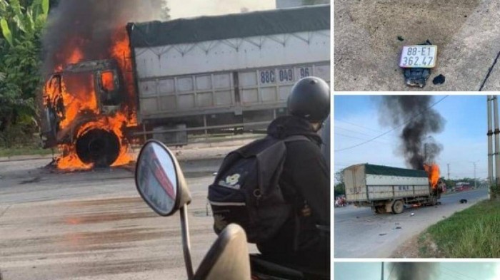 Sau va chạm, xe máy phát nổ, ô tô bốc cháy khiến 1 người tử vong-1