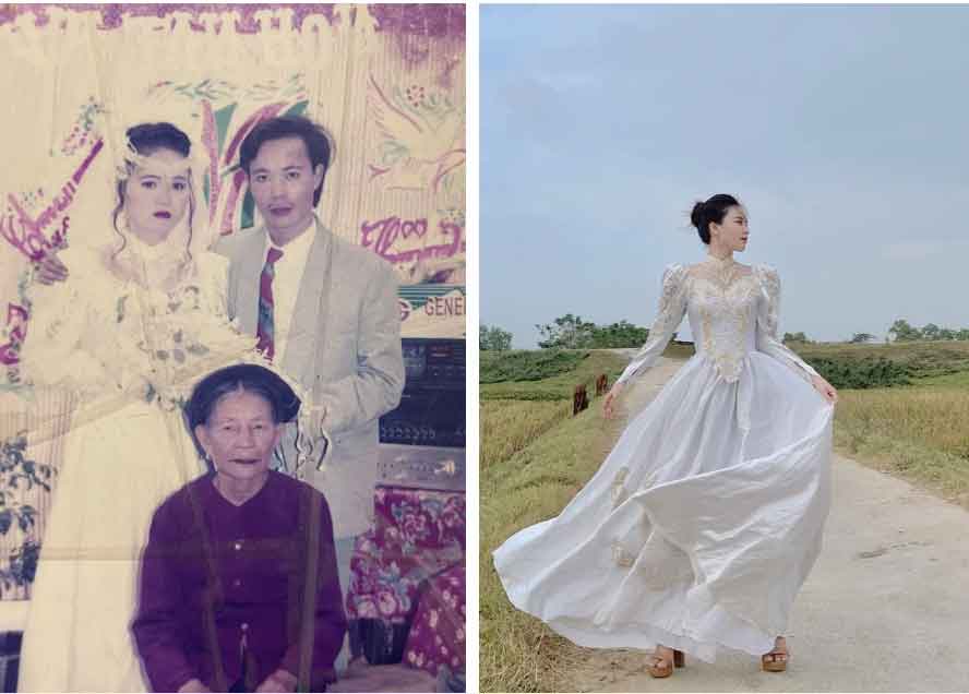 Cô gái mặc lại váy cưới của mẹ gây chú ý: Kỉ niệm vô giá mẹ từng không cho mình đụng vào”-3